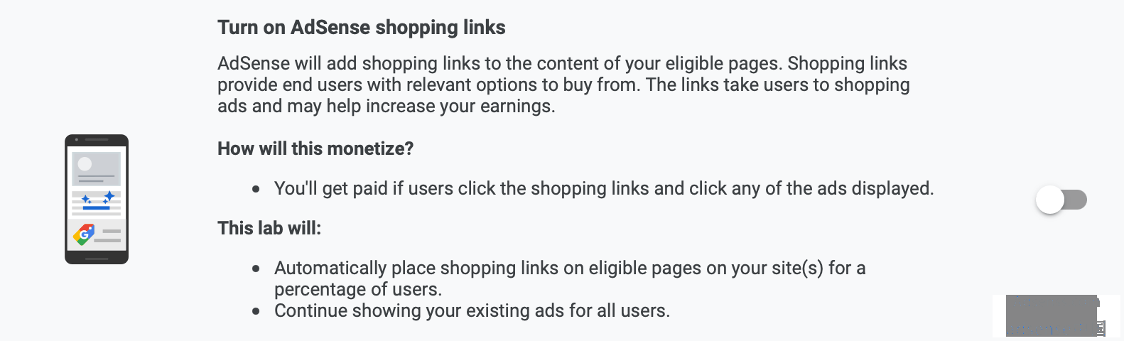 New Google AdSense Shopping Links